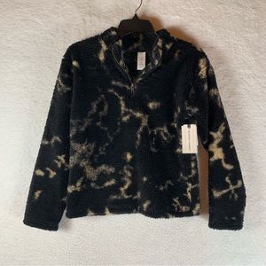 Melrose and market black Sherpa fleece pullover quarter zip sweater  XL NWT 5843